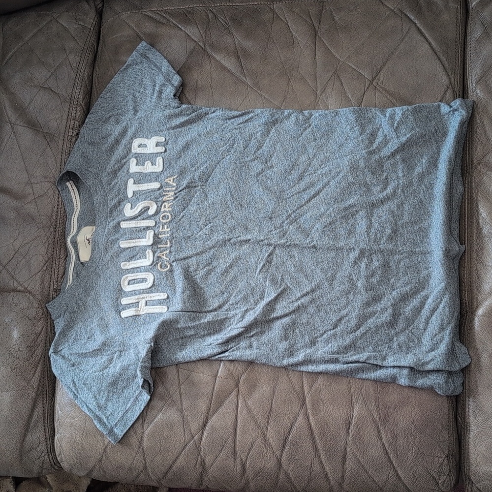 Hollister Gray Fitted Polo T-Shirt Short Sleeve